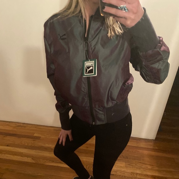 NWT Puma dark iridescent bomber jacket Plum Perfect Iridescent Bomber jacket M - Picture 9 of 12